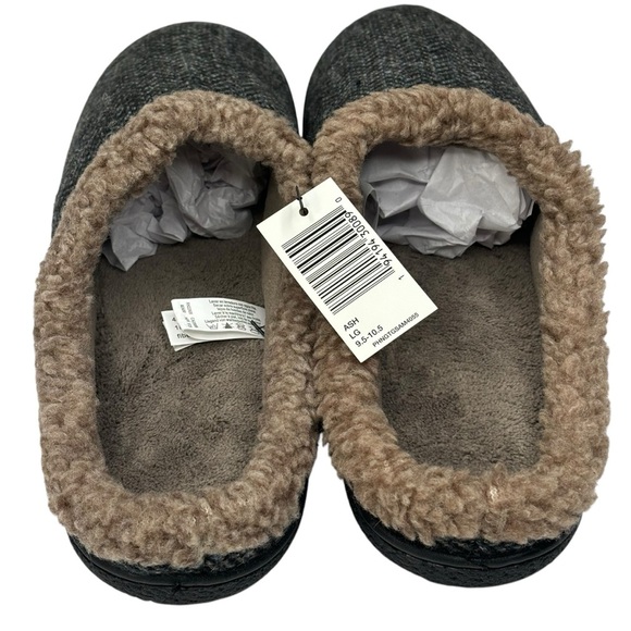 Mens New Isotoner Memory Foam Comfort Slippers Ash Gray Size Large Durable Sole - Picture 7 of 12